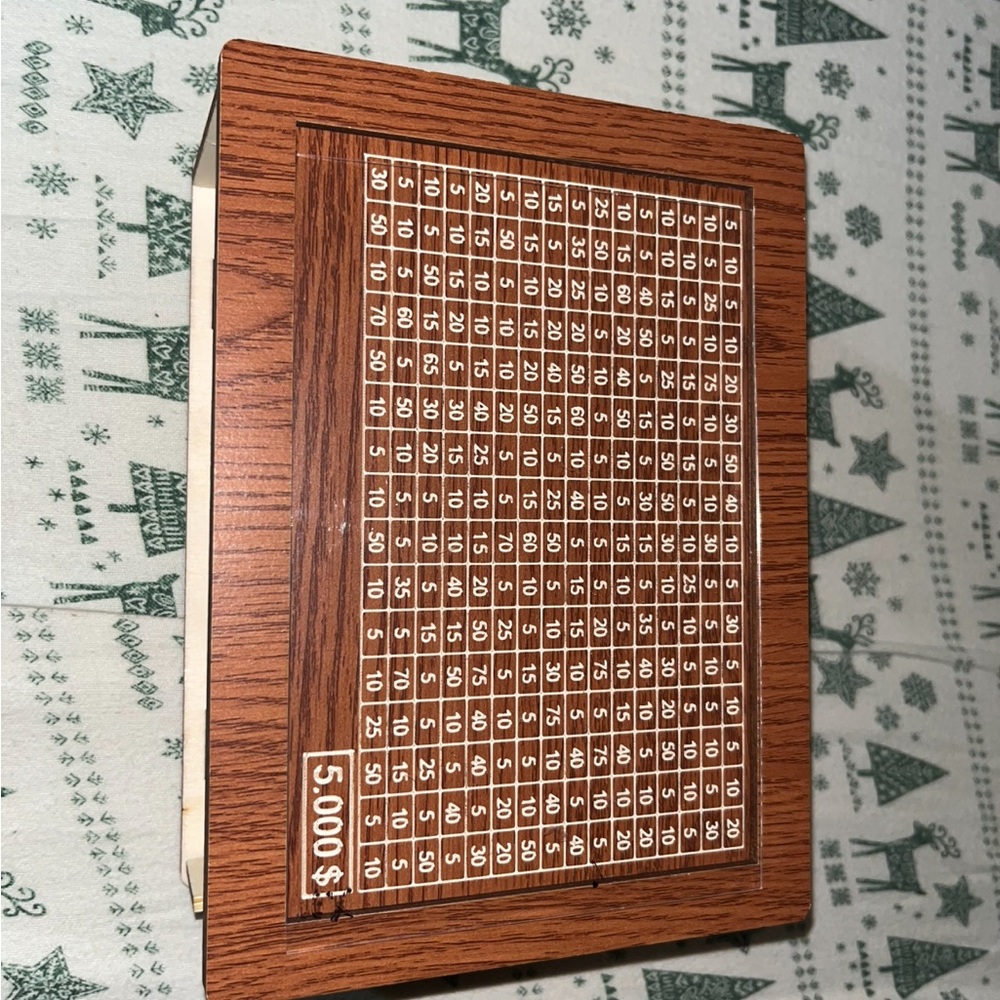 Wooden Savings Goal Cash Box